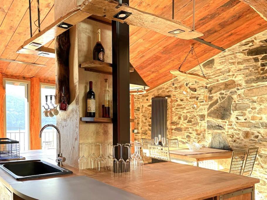 Romantic Home Stone With Amazing View Lake Of Como And Oleandra Laglio Ngoại thất bức ảnh